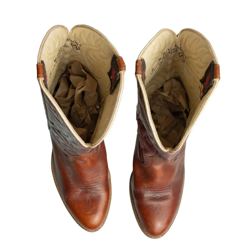 Women's Vintage 80s Dingo Stitched Cowboy Boots With Wooden Heels - Sz 8 - Picture 13 of 13